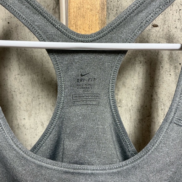 Nike Dri-FIT Racerback Sports Bra Size M Black Stretch Logo - Picture 2 of 5